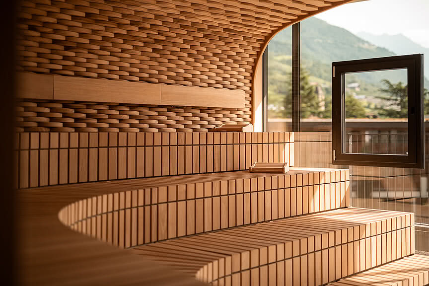 Panoramasauna im Wellnesshotel Sonnen Resort Naturns Südtirol