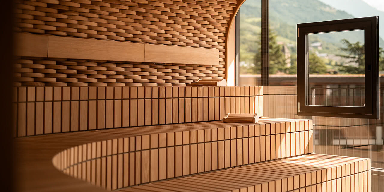 Panoramasauna im Wellnesshotel Sonnen Resort Naturns Südtirol