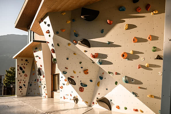 Climbing wall in the sports hotel Sonnen Resort in South Tyrol